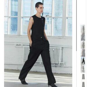 NWT ZARA 2 PIECES MATCH SET BUTTONED VEST TOP ZW COLLECTION + ZW PANTS BLACK